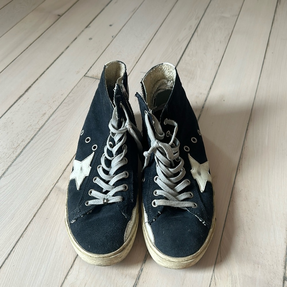 Golden Goose Navy Suede Hightops